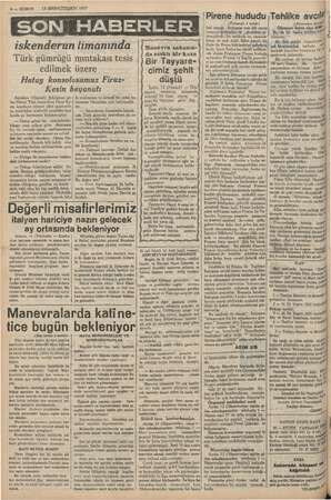    # 4 — KURUN “13 BİRİNCİTEŞRİN 1937 iskenderun limanında Türk gümrüğü edilmek Hatay konsolosümuz Firuz- Kesin beyanatı...