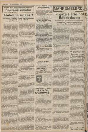    TE 4 — KURUN “15'BİRİNCİTEŞRİN 1937, eee AYD ti Büyük Polis Hafiyelerinden Birincisi: Pinkertonun Maceraları X Yazan:...