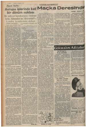    2 — KURUN 17 BİRİNCİTEŞRİN 1937 Karadeniz mektupTarv”27 fallar rfid Gnl lll açka Deresin YAZAN: ASIM Avrupa işlerinde bir