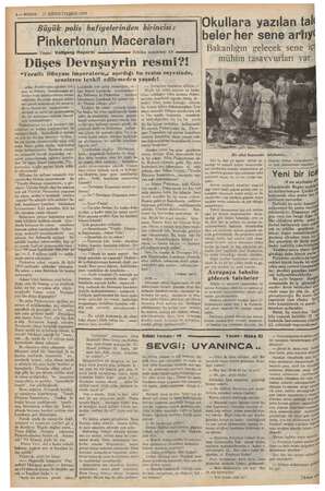    “ s — KURUN 21 BİRİNİCİTEŞRİN 1937 Büyük polis hafiyelerinden birincisi : Pinkertonun Maceraları mun Yazan: Voligang...