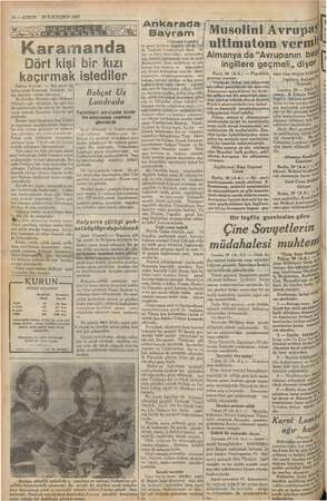    | 10 — KURUN 30 İLKTEŞRİN 1937 şa aga yl Dört kişi kaçırmak (hususi) — Salı günü öğ dir ii. İsa adında bir fayton cuyu...