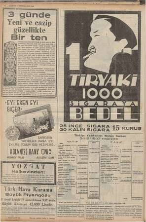    12 — KURUN Gö İRİNCİKANUN 1938 3 günde Yeni ve cazip güzellikte ir ten Buruşukluklardan kurtu ei ve ie genç ve güzei...