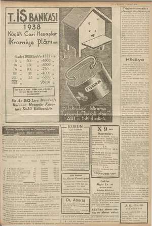  » e T.İO BANKASI 1938 Köçük Cari Hesaplar ikramiye plân | 4 adet 1000 iralık-1909'lira öm, 0d (6 30444000 İN BO ege 0g OO 25