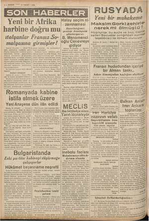    k i , alkid ? 4 — KURUN 7 I—MART— 1958 Yeni bir Afrika harbine doğru mu italyanlar Fransız So- malyasına girmişler / Londra