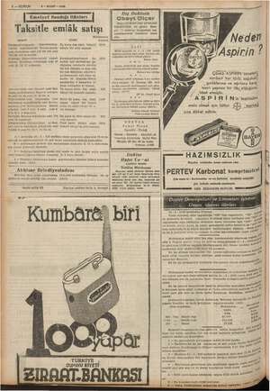    DEER 8 — KURUN 2— MART — 1938 fi Emniyet Sandığı ilânları İ f Taksitle emlâk sat Muhammen ü CİNSİ kıymeti Köcâmustafapaşada