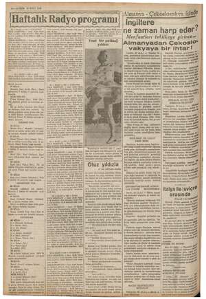 10 — KURUN 21 MART 1938 IHaftalık Radyo programı — MART — ağ — mi bariz ÖĞLE NEŞRİYATI — Plâkla Türk musikisi, 1250 Sans 7) 2