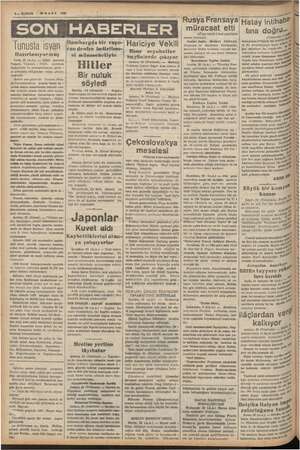  k ; | p | 4 — KURUN SMART 1935 Tunusta Isyan Hazırlanıyormuş Paris, 29 el — Dötan gazetesi Tunusta “Desturu - Cedid, parnieii