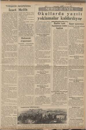    İzzet ar gazetesi son ia I Gen e başlık ile ya bir bent ile “İzzet Melih,, a e pla haber veriyor. VEN rlar” da olduğu üzere