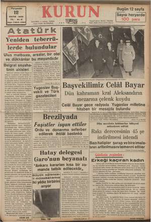    Perşembe MAYIS 1938 YIL: 21-3 Sayı: 7303-1393) m STREAM ) YAREN STANBUL — Ankara Caddesi Posta kutusu: 46 (İstanbul) vo 6