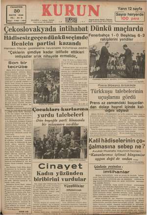    PAZARTESİ 30 MAYIS 1938 YIL: 21-3 Sayı: 7321-1411 GEZER ALA LAR ELELE 'TANBUL — Ankara Caddesi Posta kutusu: 46 (İstanbul)