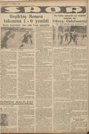    Güdü 4 — KURUN | 4 HAZİRAN 1938 Beşiktaş Romen Bu hafta senenin en mühim maçları var takımına İ - 0 yenildi (Güneş-...