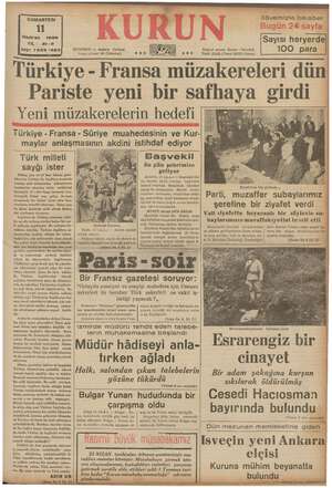    GUMARTESİ jl Haziran 1938 YIL:. 21-3 EZ 3ayı: 7333 1423 İSTANBUL — Ankara Caddesi Si ŞA Posta kutusu: 46 (İstanbul) vee (Ti