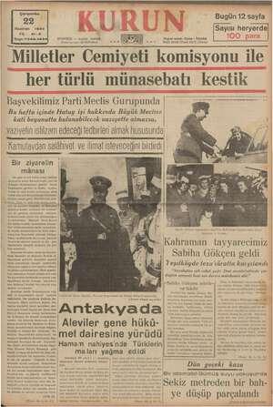    Haziran 1938 a |Sayısı heryerde YIL: 21-3 Sayı: 7344-1434) ISTANBUL — Ankara Caddesi İm a aa, Posta kutusu: 46 (İstanbul)