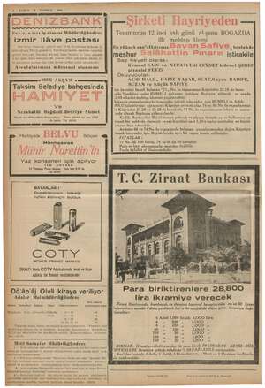     8 — KURUN 9: TEMMUZ - 1938“ © KE YENE DENİZBANK ii ları işlelmesi Müdürlüğünden: izmir ilâve postası vi Her hafta: Mae...