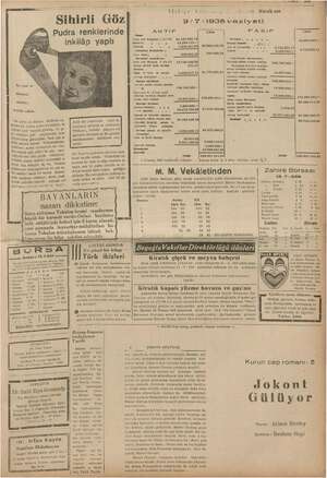    Bankası Tay e e . 9 li y 09 ihirli Göz D/7/1938 vaziyeti . zilinin Pudra renklerinde AKTIF üre | PASIF Kanar | . la mmm eme