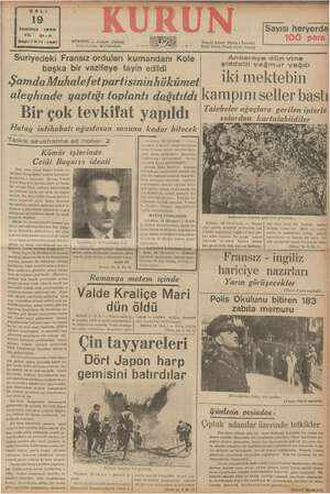    Temmuz 1938 YİL: 21.3 Sayı:73 71-146 'ANBUL — Ankarı Posta kutusu: 48 (İstanbul) 1 Telgrat ai Telef. Zalik, (Yazı) 24370