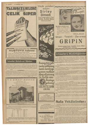    8 — KURUN 14 AGUSTOS 1938 NER ere ei Ae Di EE Küçük yavrulara müjde Şirley ölmedi 2 nci forması çıkıyor. Fiyatı 5 kuruş.