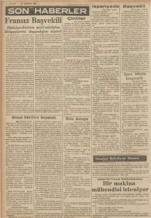    b “Fransız Başvekili Hattıhareketinin milli müdafaa ihtiyaçlarına dayandığını söyledi) » Paris, 25 (A.A.) — Komünist fır-