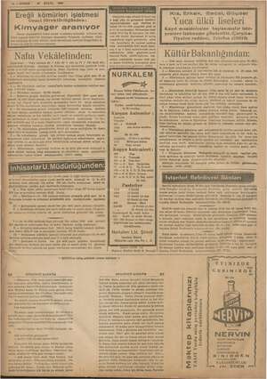  © az URUN 7 EYLUL 1938 Ereğli kömürleri işletmesi Genel Direktörlüğünden: rr ir Kömür unelerini bizzat almak ve müteallik...