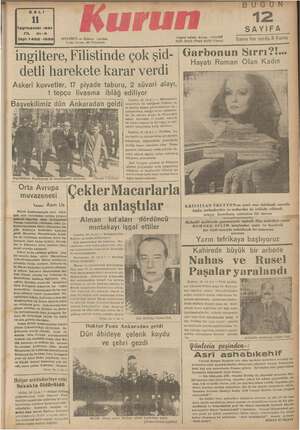 Kurun Gazetesi 11 Ekim 1938 kapağı