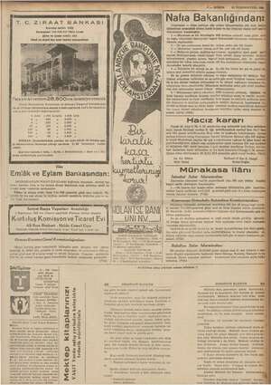    TI. C. ZIRAAT BANKASI Kuruluş tarihi: 1888 Bermayesi: 100.000.000 Türk Lirası Şı ve ajans adedi: 262 Zirai ve ticari her