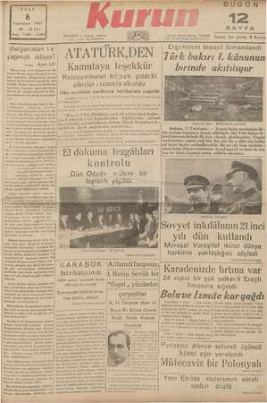 Kurun Gazetesi 8 Kasım 1938 kapağı