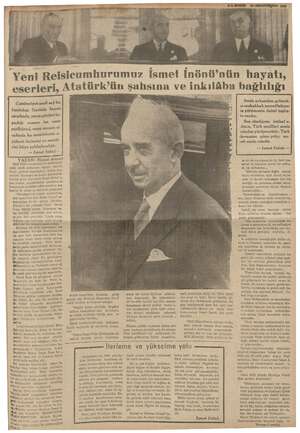  ' Yeni Reisicumhurumuz İsmet İnö ' eserleri, Atatürk'ün şahsına ve inkılâba bağlılığı Cumhuriyet nesli sağ bu- lundukça...