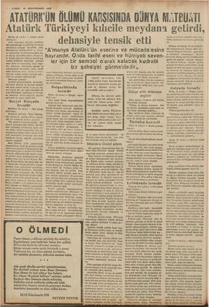    15 İKİNCİTEŞRİN ATATÜRİCÜN Atatürk İN Me (A.A.) — Alman ajansı bildiriyo; Mili alanlı Atatürk memleke. k ve milli bir...