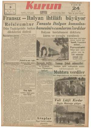 Kurun Gazetesi 9 Aralık 1938 kapağı
