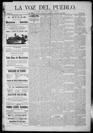 La Voz Del Pueblo Newspaper January 3, 1891 kapağı