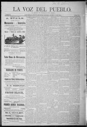 La Voz Del Pueblo Newspaper January 17, 1891 kapağı
