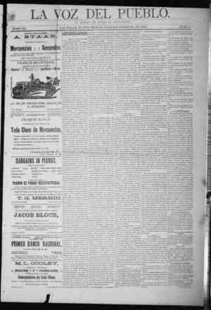 La Voz Del Pueblo Newspaper January 31, 1891 kapağı
