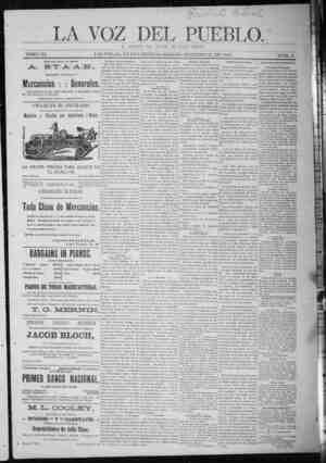 La Voz Del Pueblo Newspaper February 21, 1891 kapağı