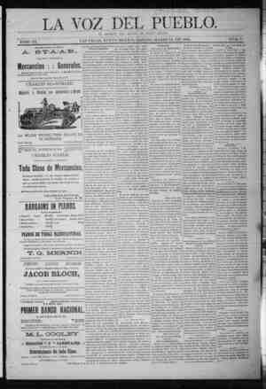 La Voz Del Pueblo Newspaper March 14, 1891 kapağı