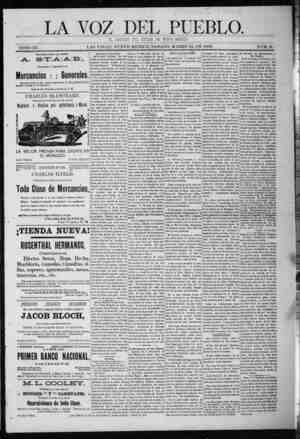 La Voz Del Pueblo Newspaper March 21, 1891 kapağı