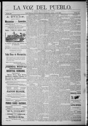 La Voz Del Pueblo Newspaper April 4, 1891 kapağı