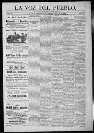 La Voz Del Pueblo Newspaper April 25, 1891 kapağı