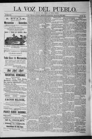 La Voz Del Pueblo Newspaper May 2, 1891 kapağı