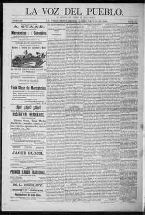 La Voz Del Pueblo Newspaper May 16, 1891 kapağı