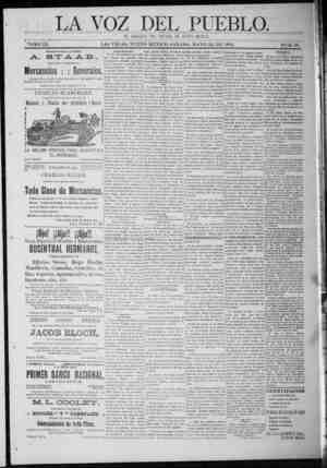 La Voz Del Pueblo Newspaper May 23, 1891 kapağı