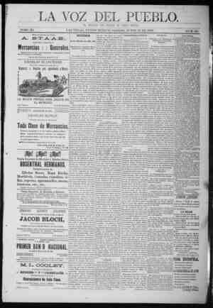 La Voz Del Pueblo Newspaper June 13, 1891 kapağı