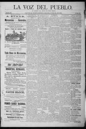 La Voz Del Pueblo Newspaper June 20, 1891 kapağı