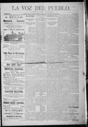 La Voz Del Pueblo Newspaper July 11, 1891 kapağı