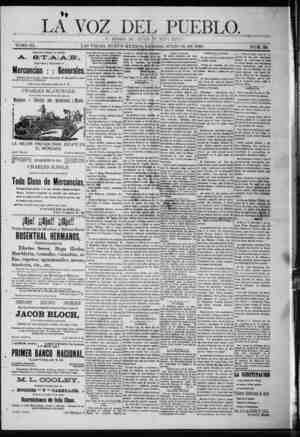 La Voz Del Pueblo Newspaper July 18, 1891 kapağı