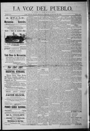 La Voz Del Pueblo Newspaper July 25, 1891 kapağı