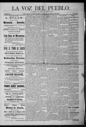 La Voz Del Pueblo Newspaper August 8, 1891 kapağı