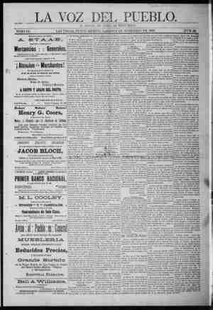 La Voz Del Pueblo Newspaper September 5, 1891 kapağı
