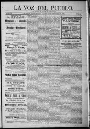 La Voz Del Pueblo Newspaper September 12, 1891 kapağı
