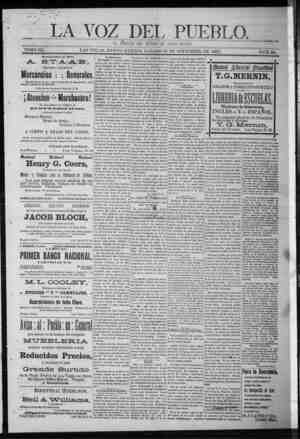 La Voz Del Pueblo Newspaper September 19, 1891 kapağı