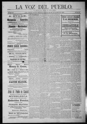 La Voz Del Pueblo Newspaper October 10, 1891 kapağı